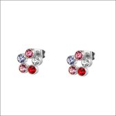 Aramat jewels ® - Zweerknopjes- oorbellen rond-chirurgisch staal-10mm-multikleurig