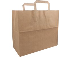 Take Away Tas - Papier - 32x 17x27cm - Papieren Draagtassen - Bruin - 25 stuks