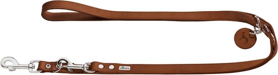 Hunter Verstelbare Looplijn Leder Cognac - Hondenriem - 200x1.3 cm