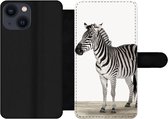 Bookcase Geschikt voor iPhone 13 Mini telefoonhoesje - Zebra - Meisjes - Dieren - Kinderen - Jongens - Met vakjes - Wallet case met magneetsluiting