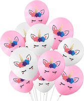 10 stuks eenhoorn - unicorn ballonnen roze en wit