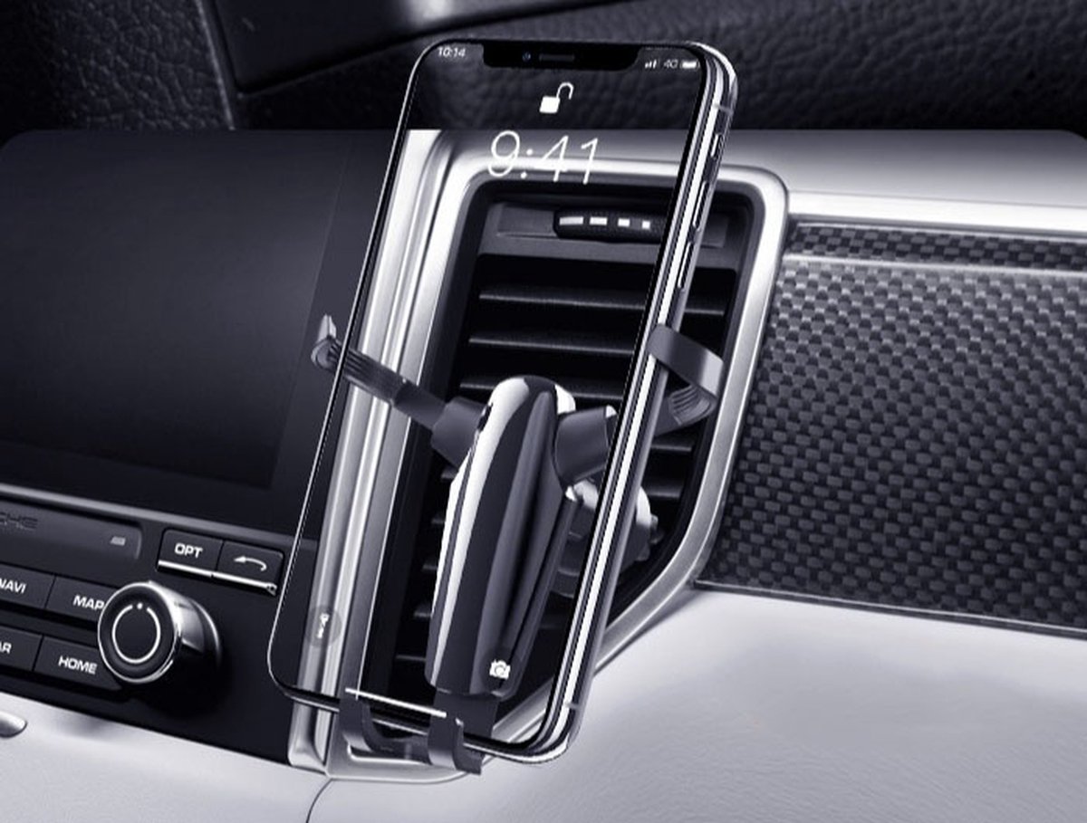 Pro Care Excellent Quality™ - Mini Auto Telefoon Houder - Smaller But More Secure - Zilver Zwart