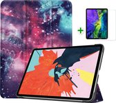 Case2go - Tablet hoes & screenprotector geschikt voor Apple iPad Air 2022 - 10.9 inch - Tri-Fold Book Case - Met Auto Sleep/Wake functie - Galaxy
