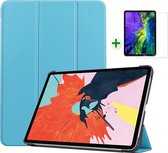 Case2go - Tablet hoes & screenprotector geschikt voor Apple iPad Air 11 (2024) / Apple iPad Air 10.9 (2022) - Tri-Fold Book Case - Met Auto Sleep/Wake functie - Licht Blauw