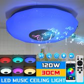 Elfeland 120W RGB Bluetooth LED Muziek Plafonnieres-Ø30cm Plafondlampen Lampen-met spreker/Dimbare lampen/Afstandsbediening-APP Bediening-voor badkamer, slaapkamer, balkon, keuken