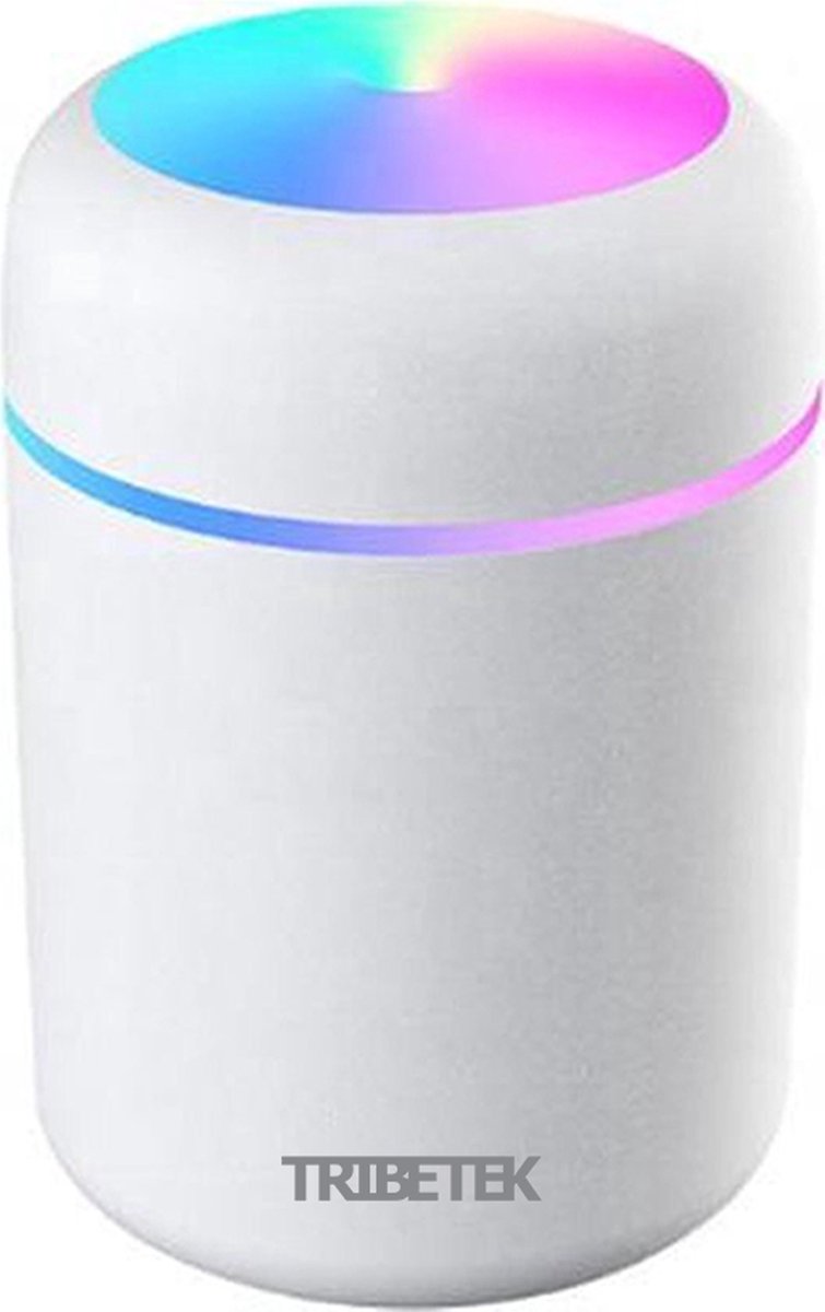 TribeTek Aroma Diffuser - Wit - 300ML - Geur Verdamper - USB Humidifier - Luchtreiniger - Luchtbevochtiger Met Sfeer En Nachtlampje - Aromatherapie - Aromatherapie Diffuser - Led Verlichting - Diffuser - Vernevelaar