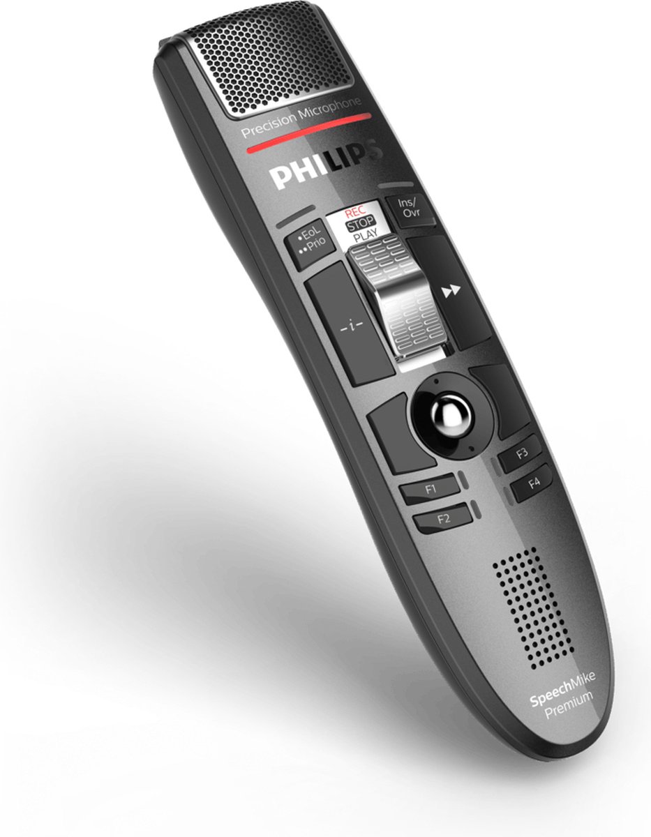 Philips SpeechMike Premium LFH3510 - Dicteermicrofoon - Mouse-track-ball - Schuifschakelaar - Antibacteriele behuizing - USB A kabel - Metallic