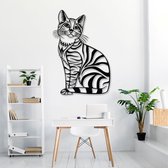 Wanddecoratie | Kat / Cat  | Metal - Wall Art | Muurdecoratie | Woonkamer |Zwart| 51x75cm