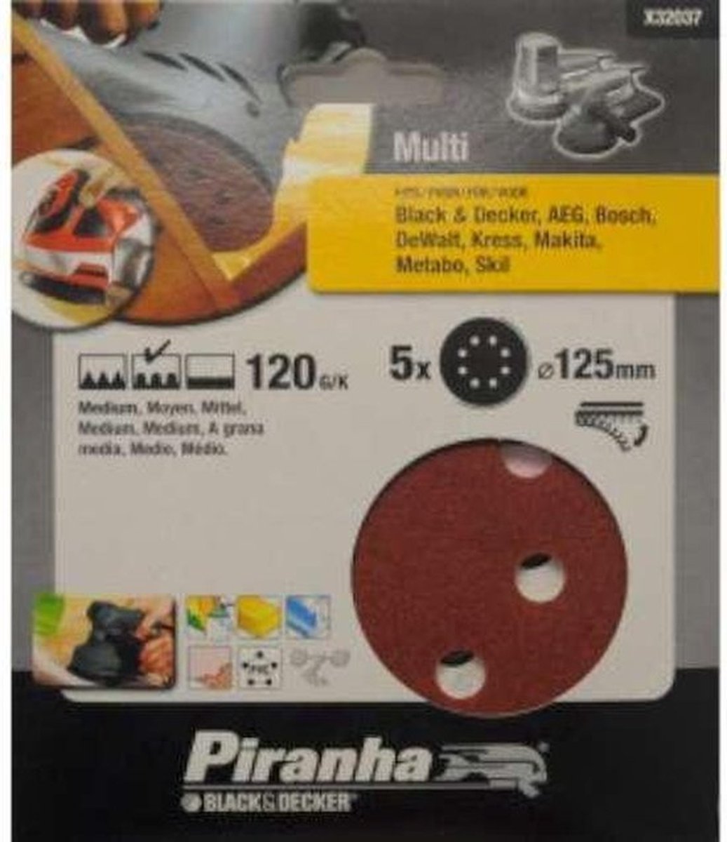 Piranha Schuurschijf excentrische schuurmachine 125mm, 120K 5 stuks X32037