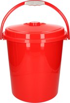 Afsluitbare afvalemmer/vuilnisemmer met deksel 21 liter rood - Afval scheiden/luier emmer