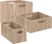 Set de 3x paniers de rangement / paniers d'armoire 7/14/29 litres bois naturel 31 cm - Boîtes de Boîtes de rangement - Paniers à compartiments