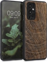 kwmobile telefoonhoesje compatibel met OnePlus 9 Pro - Hoesje met bumper in donkerbruin - walnoothout - Indian Sun design