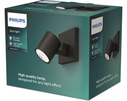 Philips Runner opbouwspot - 1-lichts - zwart