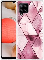 Hoesje Geschikt voor Samsung Galaxy A42 Roze Marmer Mix