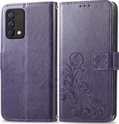 Realme GT Master Edition Hoesje - Mobigear - Clover Serie - Kunstlederen Bookcase - Paars - Hoesje Geschikt Voor Realme GT Master Edition