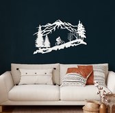 Wanddecoratie | Fietser / Biker | Metal - Wall Art | Muurdecoratie | Woonkamer |Wit| 117x75cm