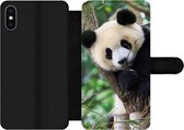 Bookcase Geschikt voor iPhone XS telefoonhoesje - Panda - Dieren - Jungle - Natuur - Met vakjes - Wallet case met magneetsluiting