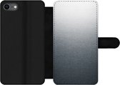 Bookcase Geschikt voor iPhone SE 2020 telefoonhoesje - Metaal print - Lijn - Grijs - Met vakjes - Wallet case met magneetsluiting