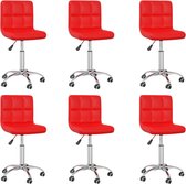 Eetkamerstoelen draaibaar 6 st kunstleer rood