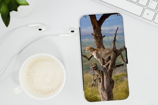 Bookcase pour téléphone iPhone SE 2020 Bookcase - Léopard - Arbre - Animal - Avec poches - Étui portefeuille avec fermeture magnétique