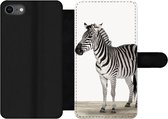 Bookcase Geschikt voor iPhone SE 2020 telefoonhoesje - Zebra - Meisjes - Dieren - Kinderen - Jongens - Met vakjes - Wallet case met magneetsluiting