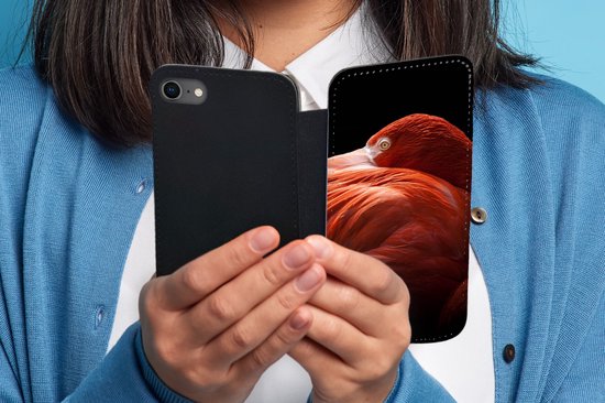 Étui pour téléphone Bookcase pour iPhone SE 2020 - Flamingo - Ressorts - Rose - Avec poches - Étui portefeuille avec fermeture magnétique