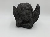 Decoratie beeld engel steen grijs stone antraciet 14,5 x 19 cm | 65526 | Home Sweet Home | Stoer & Sober Woonstijl
