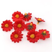 Akyol - 50 Kunstbloemen zonder steel - Kunstbloemen - Versiering - Rood - Decoratie - Planten - Knutselen - Bloemen - Madelief