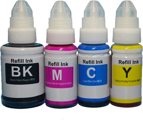MediaHolland - Huismerk vullingen geschikt voor Canon Megatank printers type GI-50 - Set van 4 Stuks - 4 Kleuren – Canon Megatank vullingen, Refill inkt