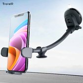 TravelR Auto Telefoonhouder – Voorruit & Dashboard – Zuignap – Zwart