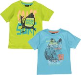 Blue Seven - 2pack - T-shirts - lichtblauw - lime - met print - Maat 122