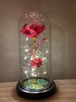 Eeuwige Rode Galaxy Roos in glazen stolp met LED - Kerstcadeau - Valentijn cadeau - Moederdag, Trouw & Liefde Cadeau - Cadeau voor haar - Liefdes cadeautje - Huwelijkscadeau - Vale