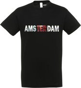 T-shirt AMSTERDAM rood wit rood| Amsterdam skyline | leuke cadeaus voor mannen | Zwart | maat L