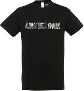 T-shirt AMSTERDAM | Amsterdam skyline | leuke cadeaus voor mannen | Zwart | maat L