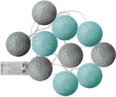 Cottonsballs decoratie lichtslinger met 10 Leds, werkt op 2 AA batterijen, Lengte 175 cm, U ontvangt 2 slingers !!