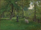 Kunst: George Inness, Green Landscape, 1886, Schilderij op canvas, formaat is 60X90 CM