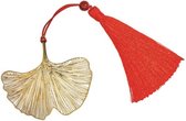 bladwijzer Omm For You Ginko 7 cm staal goud/rood