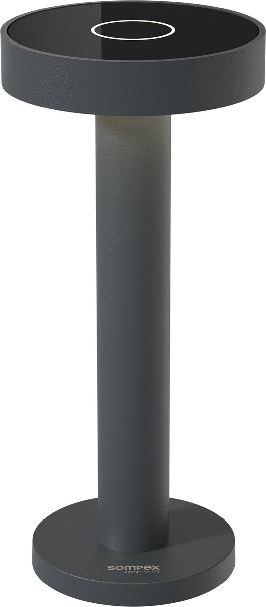 Sompex Tafellamp Boro | Antraciet - tafellamp voor binnen of buiten met oplaadstation USB wisselbaar in Warm of koud witte kleur