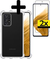 Hoesje Geschikt voor Samsung A53 Hoesje Shockproof Case Siliconen Met 2x Screenprotector - Hoes Geschikt voor Samsung Galaxy A53 Hoes Cover Siliconen - Transparant