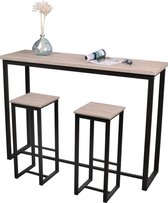 Bartafel met 2 Barstoelen - Industrieël - Rechthoek - Hout en metaal