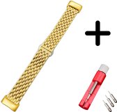 Geschikt voor Fitbit Charge 5 / Fitbit Charge 6 bandje staal goud draak + toolkit