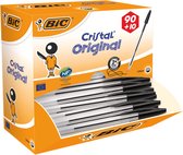 BIC Cristal Balpen Zwart - Medium Punt 1.mm - Voordeelpak 90+10 gratis