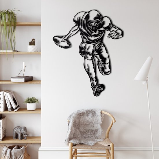 Wanddecoratie | American Football Player decor | Metal - Wall Art | Muurdecoratie | Woonkamer |Zwart| 81x100cm