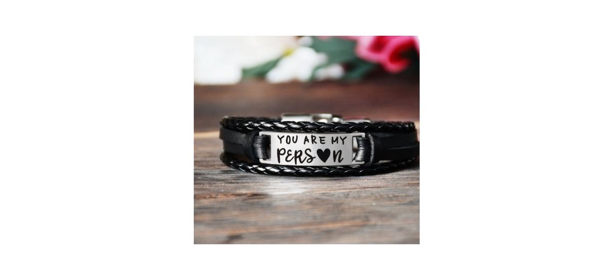 Manks Collections ® Zwarte Armband, You are my Person armband - vriendinnen armband - cadeau voor een vriendin - Zilverig armband met de Zon - Armband 21 cm