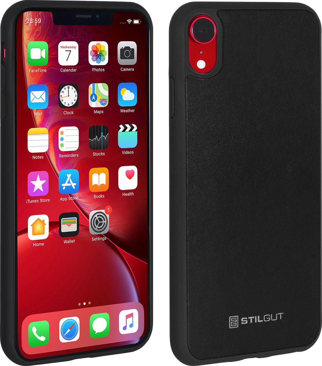 STILGUT - Telefoonhoes Iphone xr - Backcover - Zwart Leer