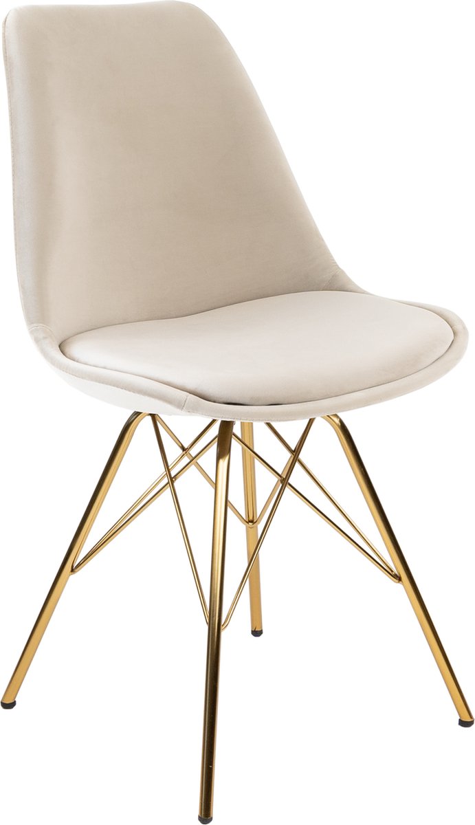 Kick Collection KICK® VELVET Kuipstoel Champagne – Eetkamerstoel – Velvet – Goud Frame
