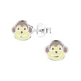Joy|S - Zilveren aap oorbellen - apenkop - 8 x 7 mm