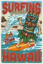 Wandbord - Hawaii Surfing Paradise Ride The Wave - 30x40cm