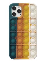 iPhone SE 2022 Back Cover Pop It Hoesje - Soft Case - Regenboog - Fidget - Apple iPhone SE 2022 - Zeeblauw / Oranje