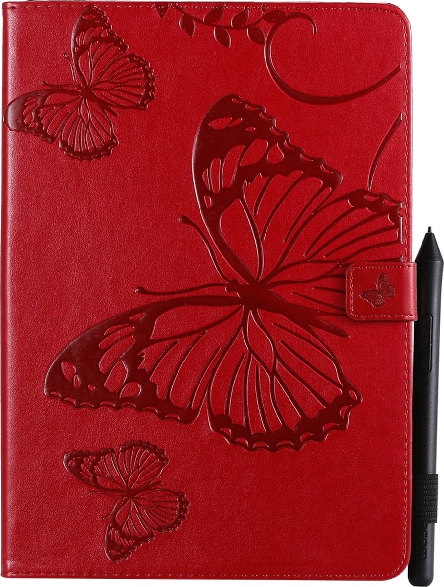 Mobigear Tablethoes geschikt voor Apple iPad 9 (2021) Hoes | Mobigear Butterfly Bookcase + Stylus Houder - Rood
